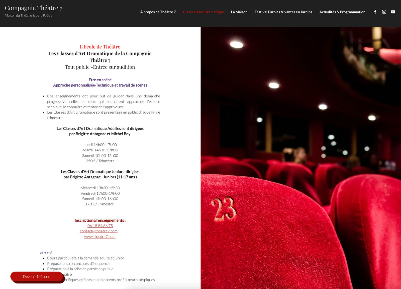 Le site de la compagnie Théâtre 7
